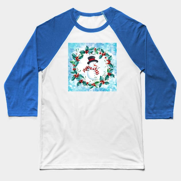 Cute snowman Baseball T-Shirt by Nopi Pantelidou